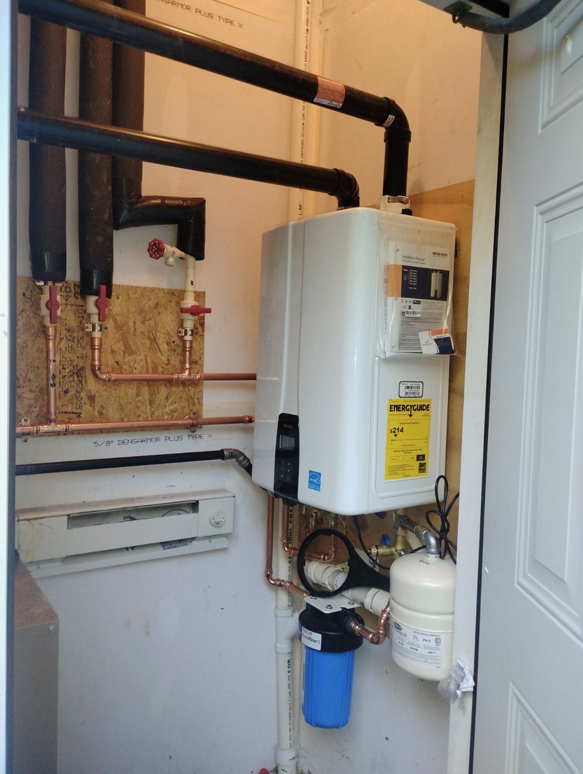 Tankless water heater installation with copper piping